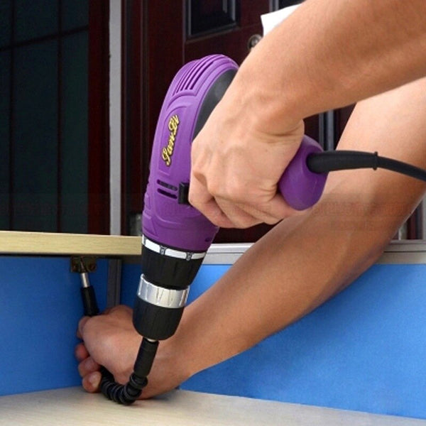 Close-up of the flexible shaft adapter, showcasing its material and flexibility.