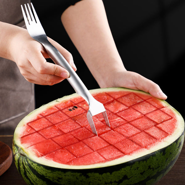 Stainless steel watermelon cutter and fork set