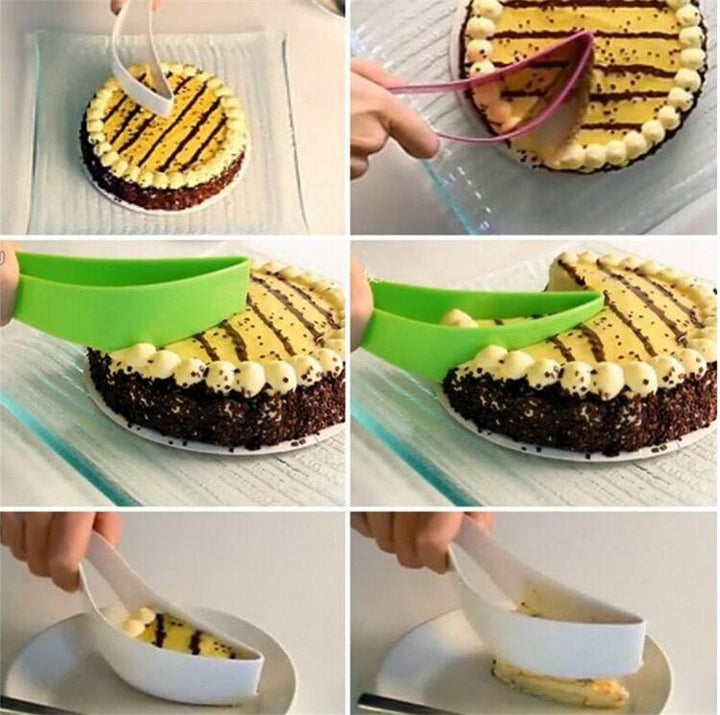 Cake pie slicer sheet guide cutter in green color