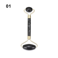 Mushroom jade stone facial roller in use