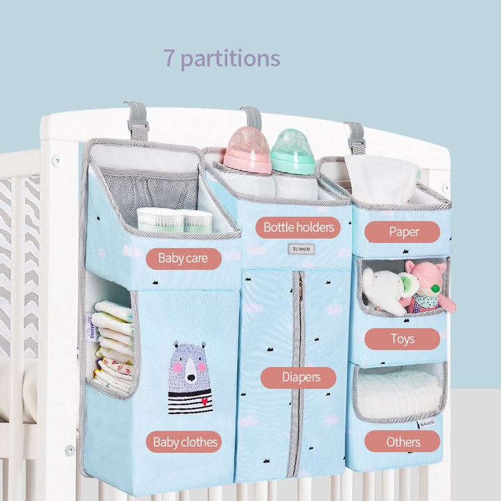Portable waterproof baby storage organizer - crib hanging storage bag