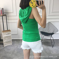 Women Candy Color Hooded Camisole