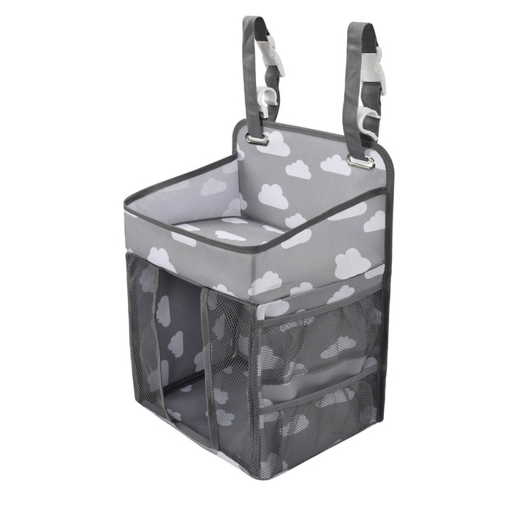 Foldable bedside organizer for baby crib