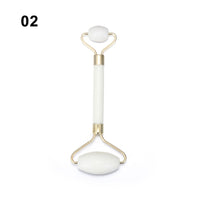 Mushroom jade stone facial roller in use