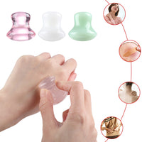 Mushroom jade stone facial roller in use