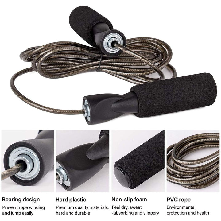 Adjustable jump rope with comfortable foam handles