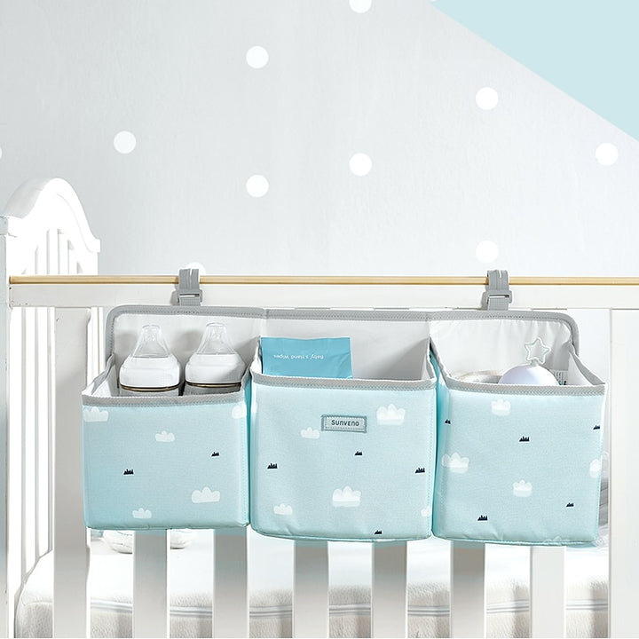 Portable waterproof baby storage organizer - crib hanging storage bag