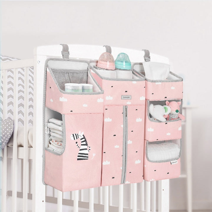 Portable waterproof baby storage organizer - crib hanging storage bag