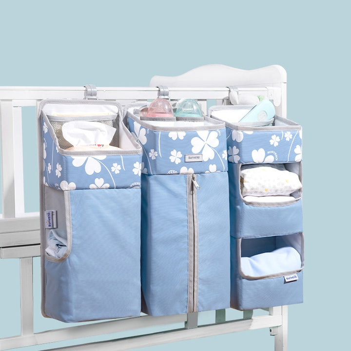 Portable waterproof baby storage organizer - crib hanging storage bag