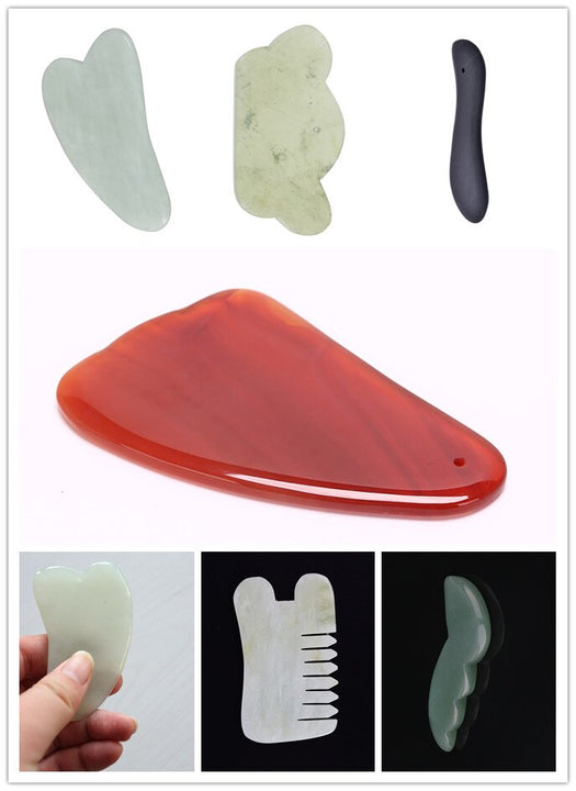 Natural jade stone guasha board in comb shape