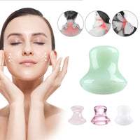 Mushroom jade stone facial roller in use