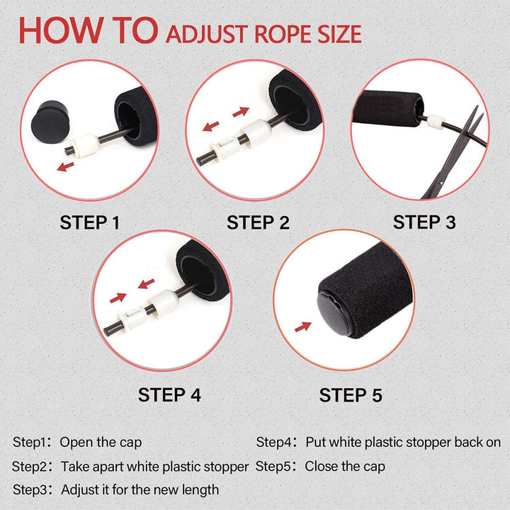 Adjustable jump rope with comfortable foam handles