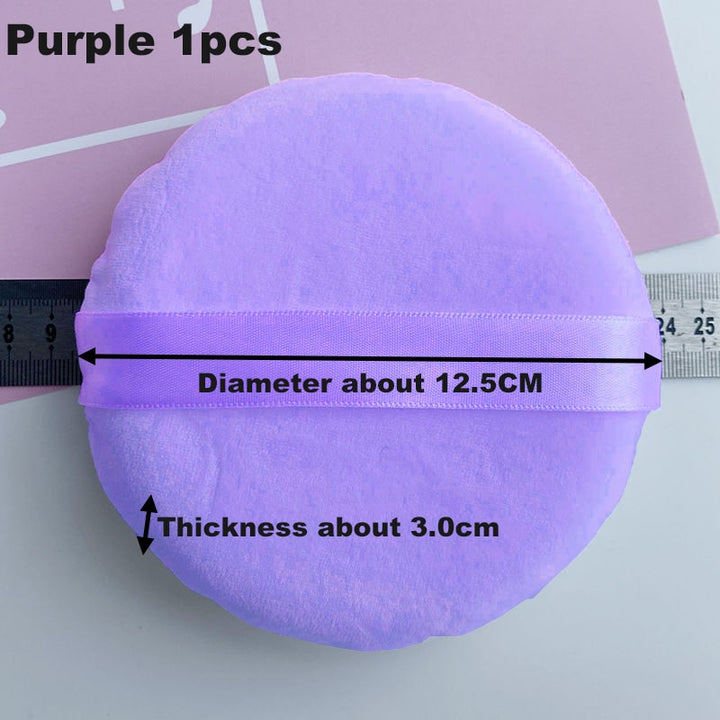 Super large cosmetic puff with silk ribbon edge