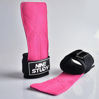 Pair of pink women's leather gym gloves
