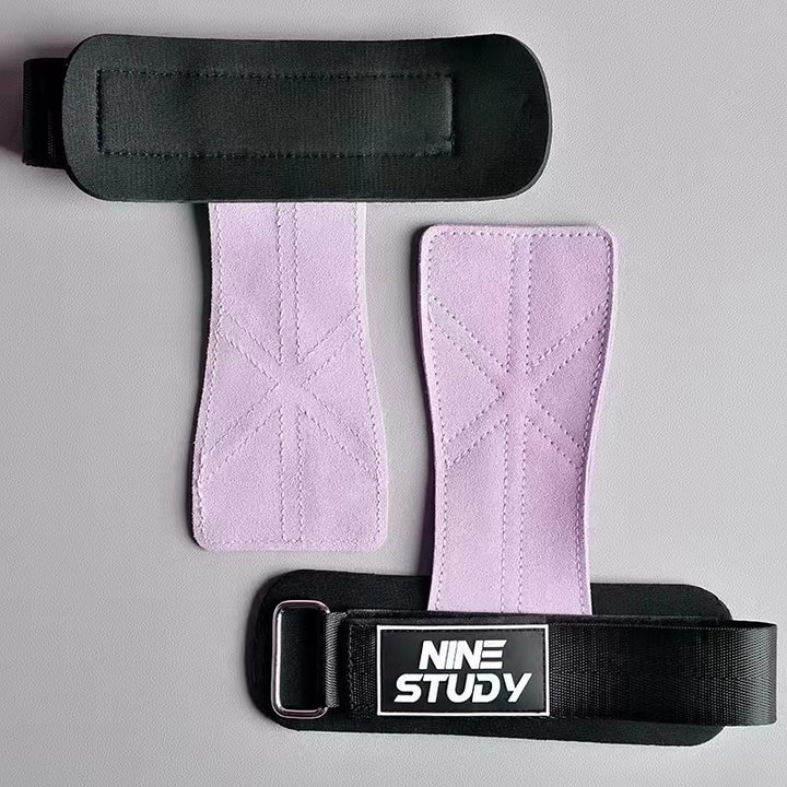 Pair of pink women's leather gym gloves