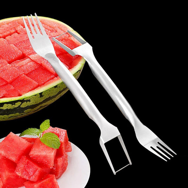 Stainless steel watermelon cutter and fork set