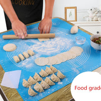Silicone kneading dough mat in use
