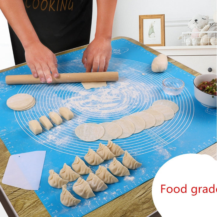 Silicone kneading dough mat in use