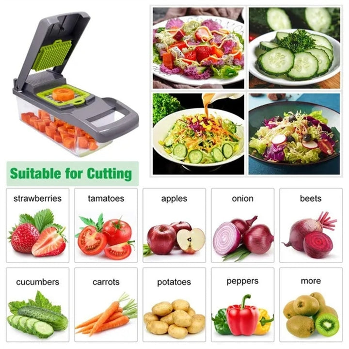Versatile vegetable chopper with multiple blades