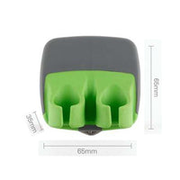 Stainless palm peeler with rubber finger grip.