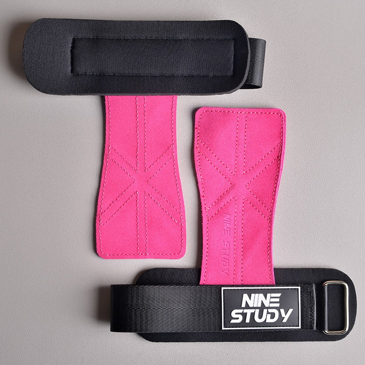Pair of pink women's leather gym gloves