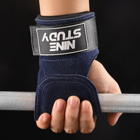 Cowhide gym gloves with adjustable wrist straps