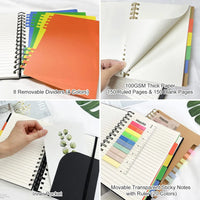 A5 Hardcover Large Spiral Notebook,Subject Spiral Notepad,Index Planner Journal with Dividers,Spiral Note Book with Sticky Notes
