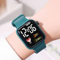 Silicone electronic wristwatch with heart print design