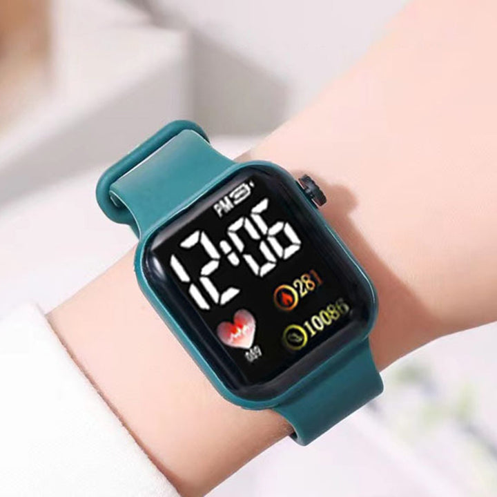 Silicone electronic wristwatch with heart print design