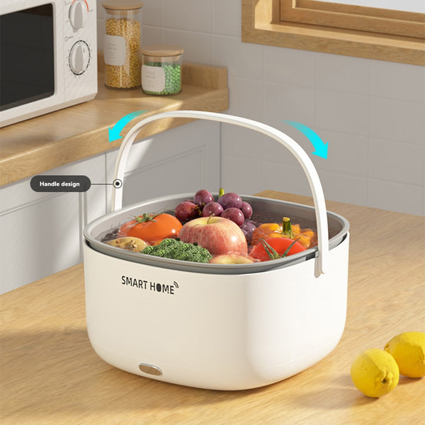 Ultrasonic electric vegetable washer in action.