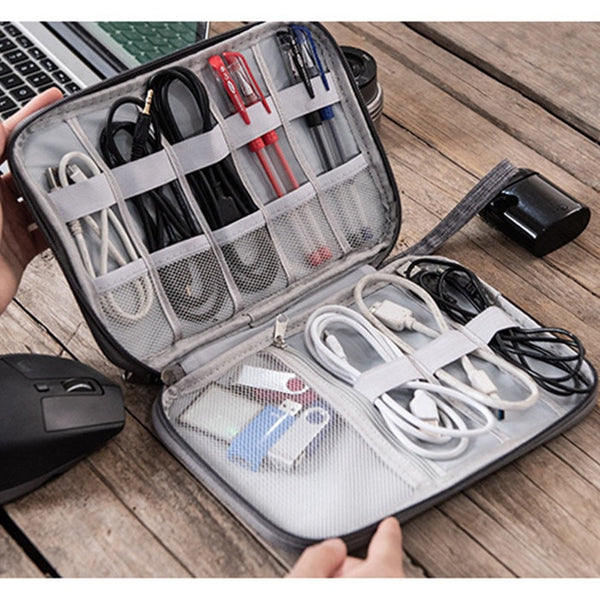 Image showcasing all three styles of the Travel Cable Bag side-by-side.