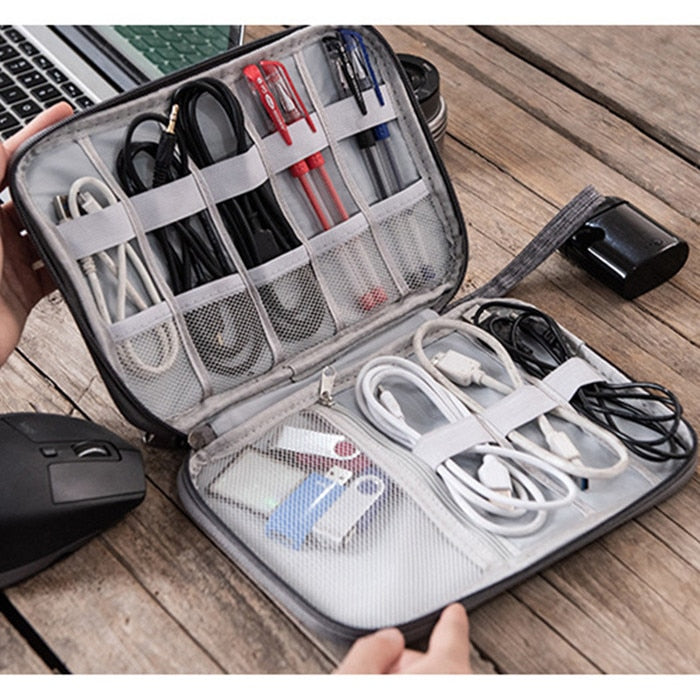 Image showcasing all three styles of the Travel Cable Bag side-by-side.