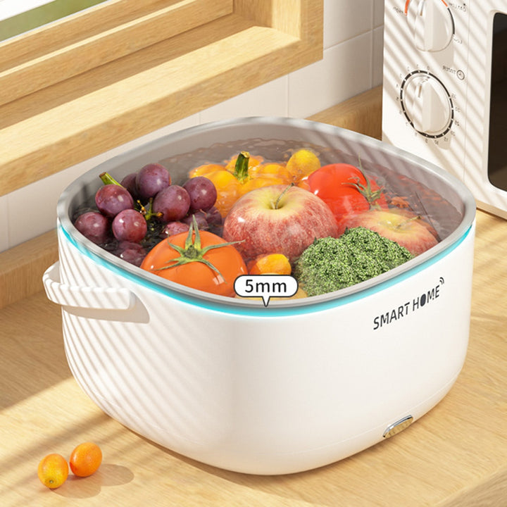 Ultrasonic electric vegetable washer in action.