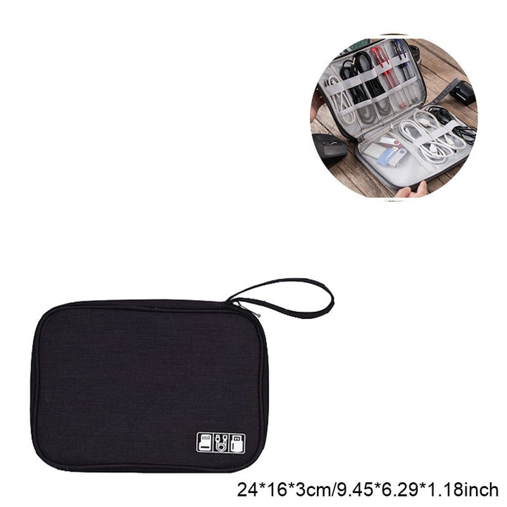 Image showcasing all three styles of the Travel Cable Bag side-by-side.