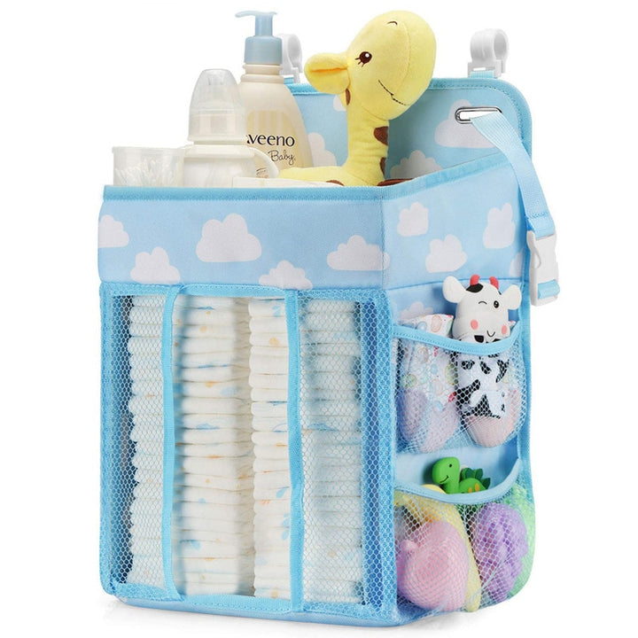 Foldable bedside organizer for baby crib