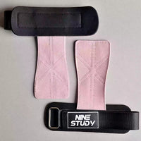 Pair of pink women's leather gym gloves