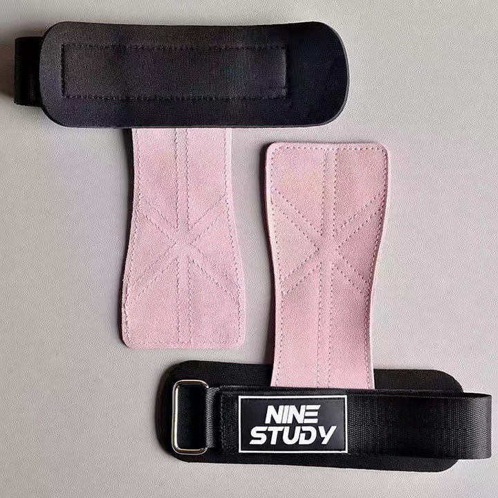 Pair of pink women's leather gym gloves