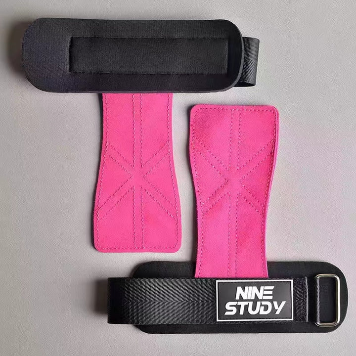 Pair of pink women's leather gym gloves