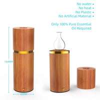 Aromatherapy diffuser with wooden base and glass design