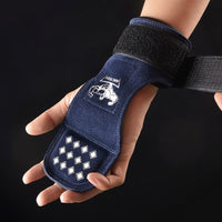 Cowhide gym gloves with adjustable wrist straps