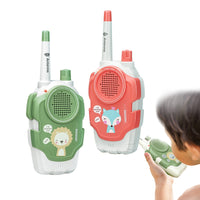 Kids using walkie talkies outdoors