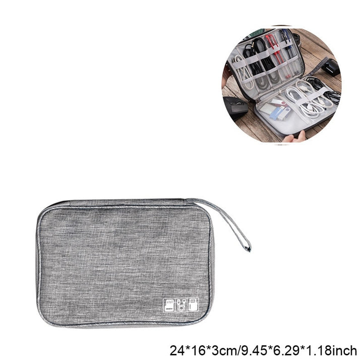 Image showcasing all three styles of the Travel Cable Bag side-by-side.