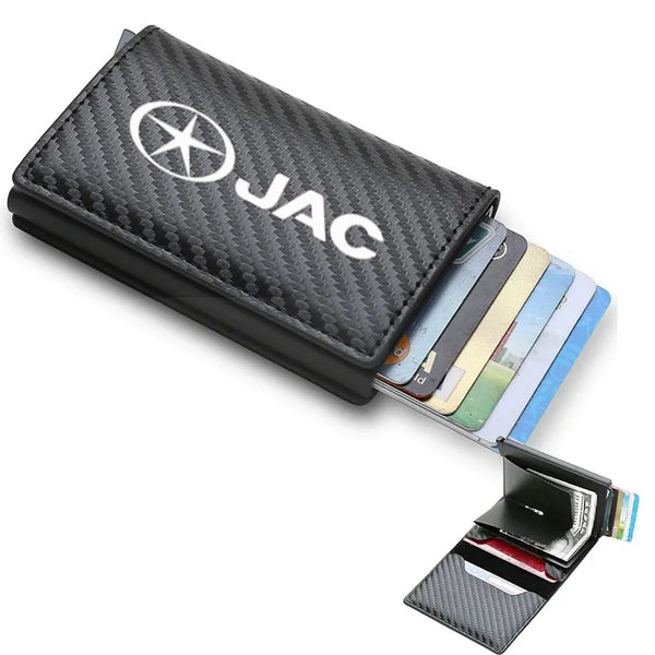 Carbon Fiber Card Holder Wallets Men Women RFID Leather Slim Mini Wallet For JAC Refine J3 J2 S5 A5 J5 J6 J4 Vapour S2 T8