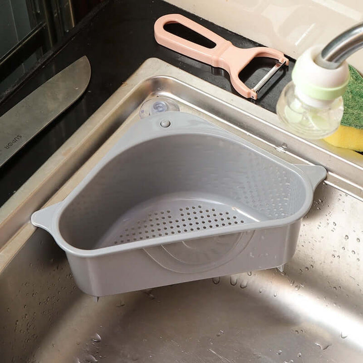 Sink strainer and storage shelf with suction cup