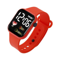 Silicone electronic wristwatch with heart print design