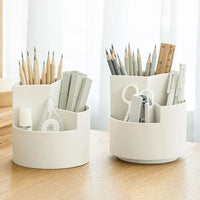 High-quality 360° Rotating Pen Holder 3 Grids Pencil Storage Box School Office Desktop Stationery Penbox Organizer Student