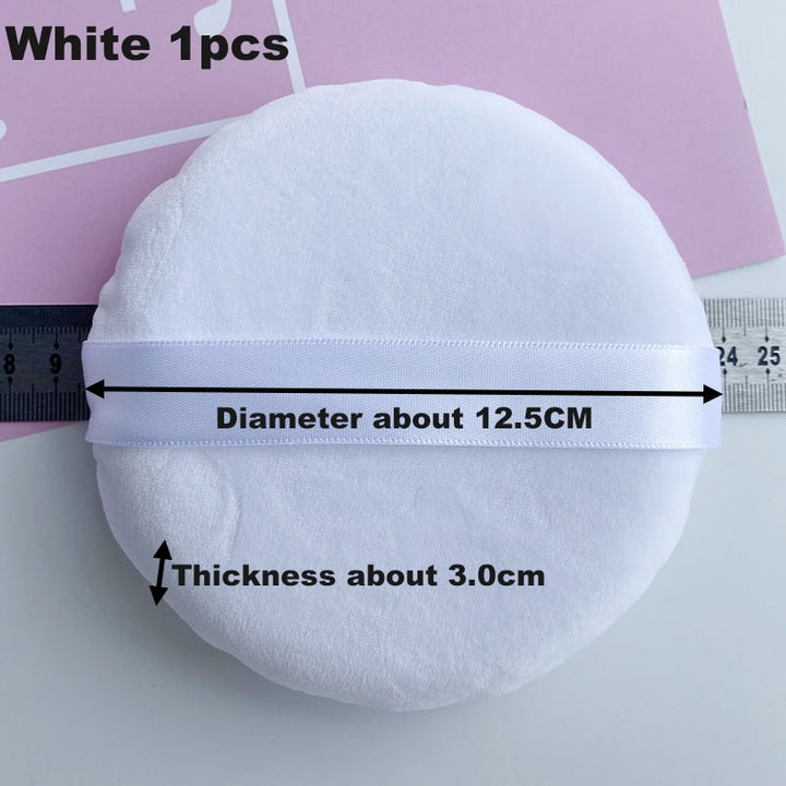 Super large cosmetic puff with silk ribbon edge