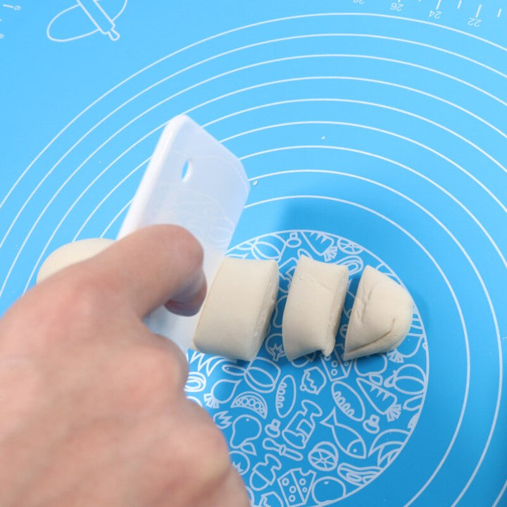 Silicone kneading dough mat in use