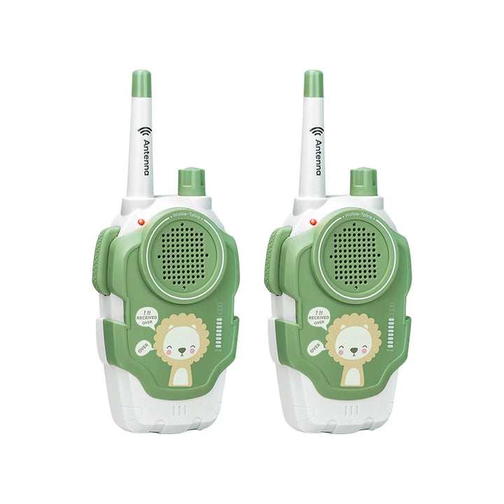 Kids using walkie talkies outdoors