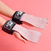 Pair of pink women's leather gym gloves